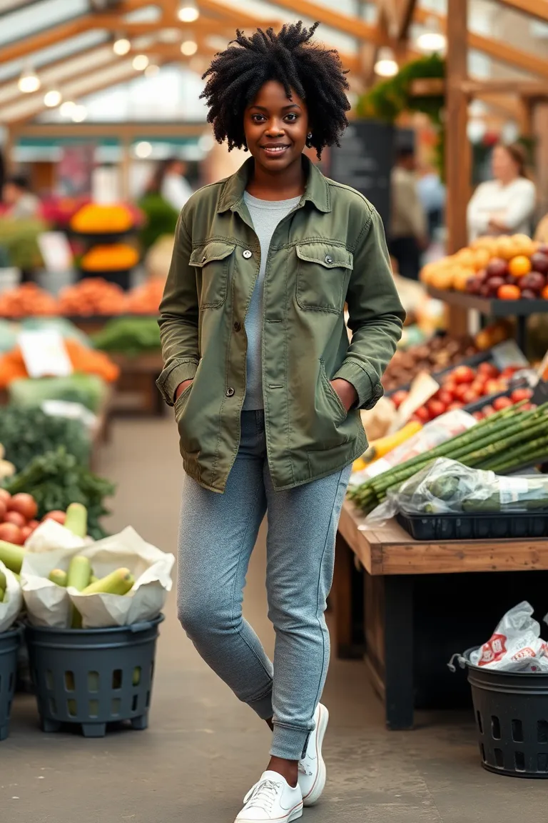 Utility Jacket Paired With Jogger-Style Jeans and Slip-on Shoes